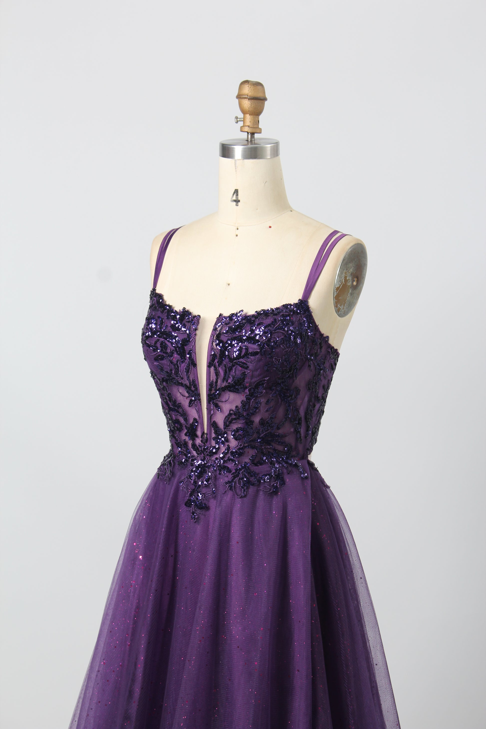 Wholesale Purple Sequin Prom Dress with Slit 32918