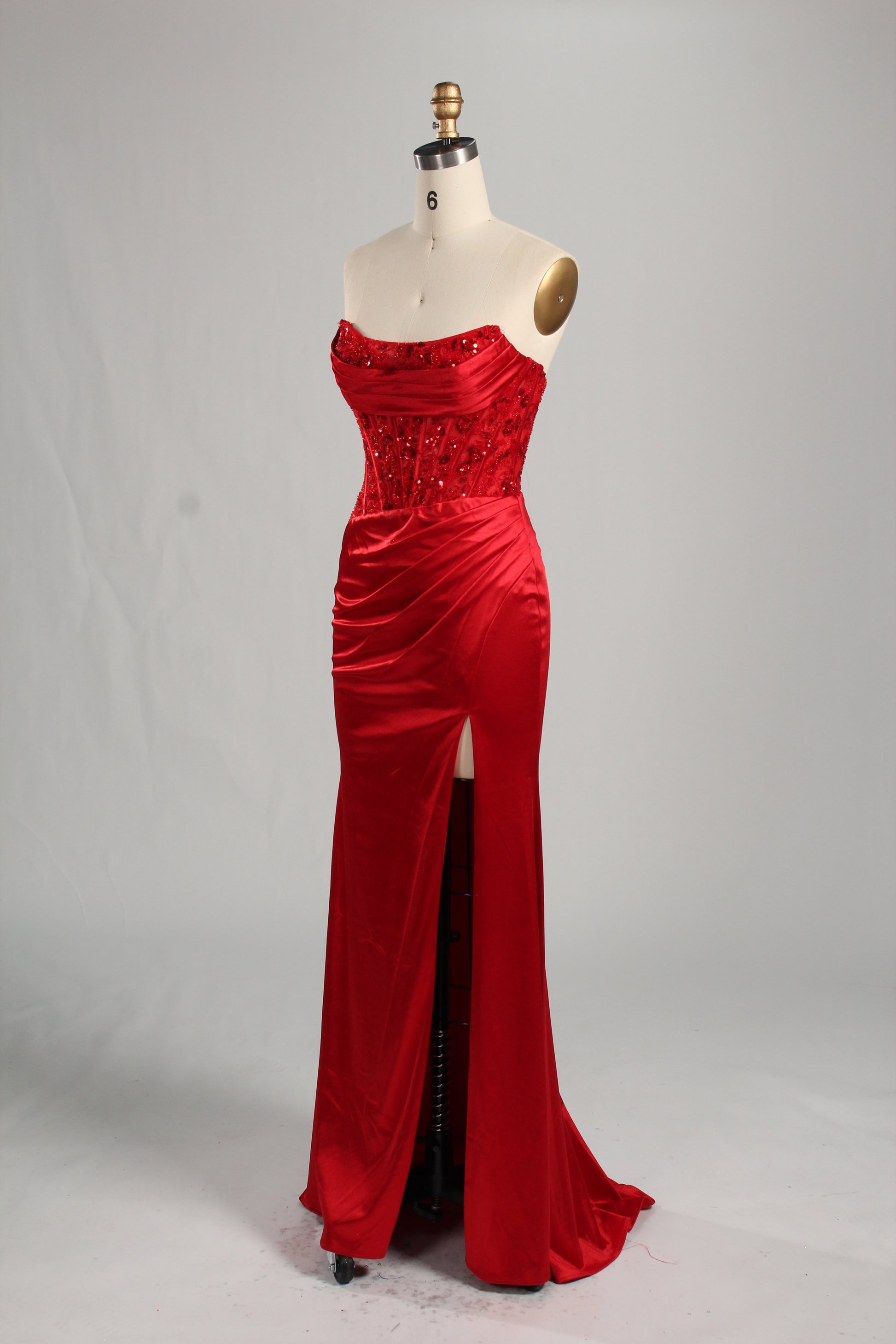 Wholesale Red Sequined Strapless Prom Dress 33279
