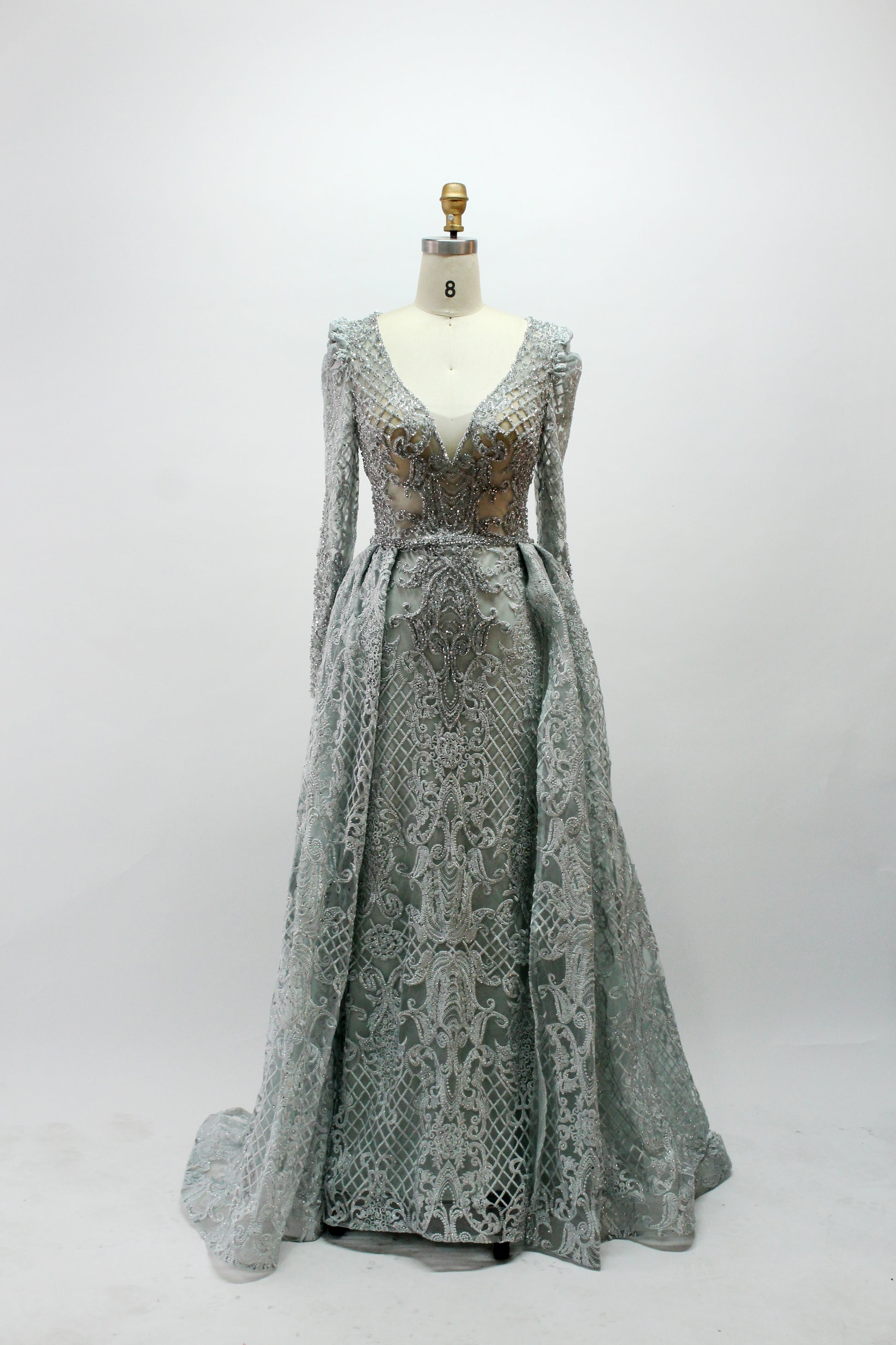 Wholesale Embroidered Sheer - Sleeve Mother Dress MK031
