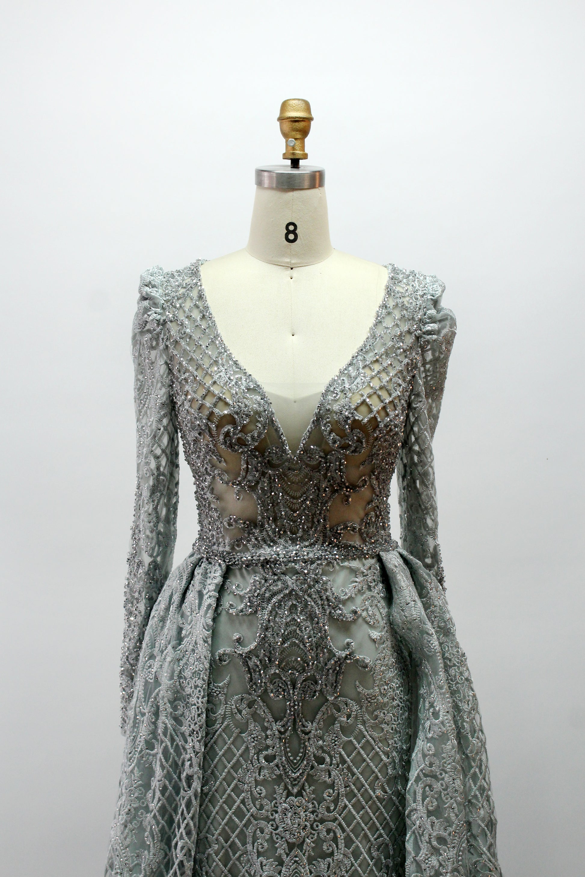 Wholesale Embroidered Sheer - Sleeve Mother Dress MK031