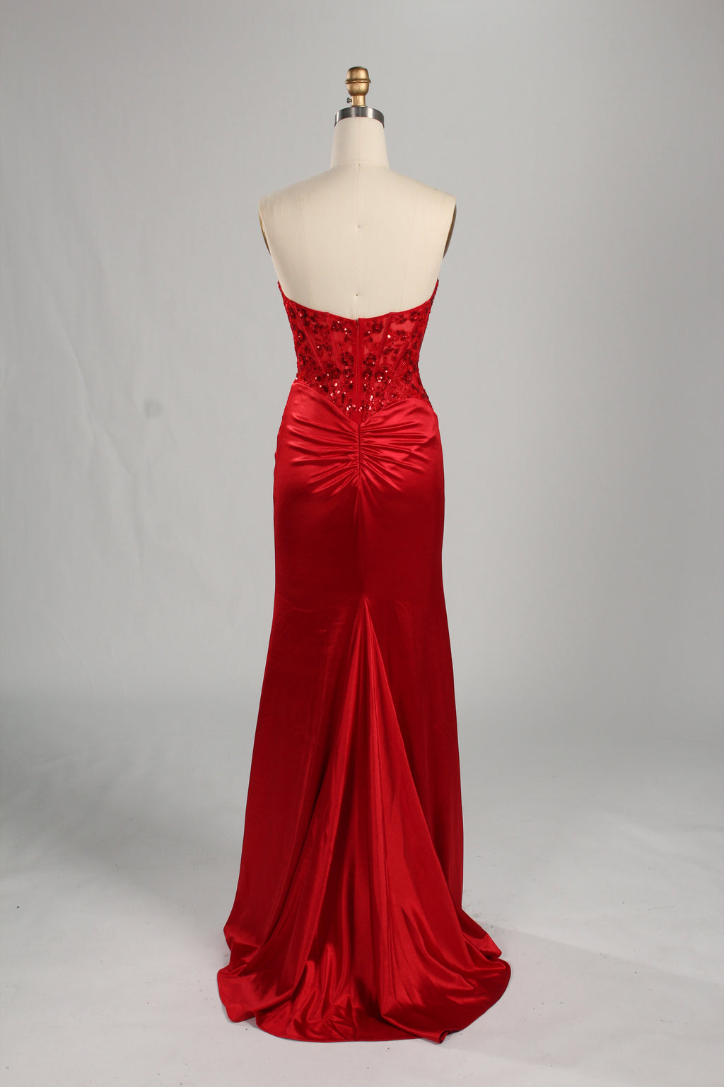 Wholesale Red Sequined Strapless Prom Dress 33279