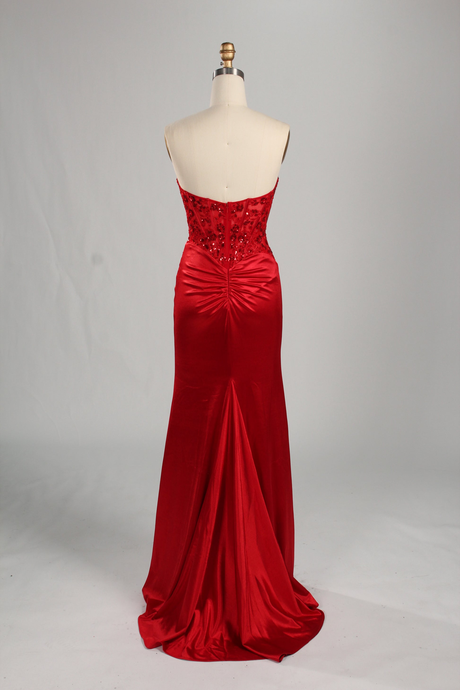 Wholesale Red Sequined Strapless Prom Dress 33279