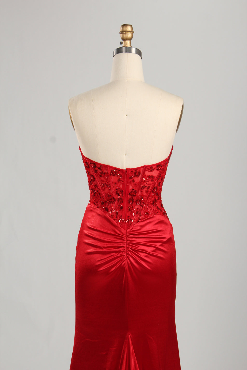 Wholesale Red Sequined Strapless Prom Dress 33279