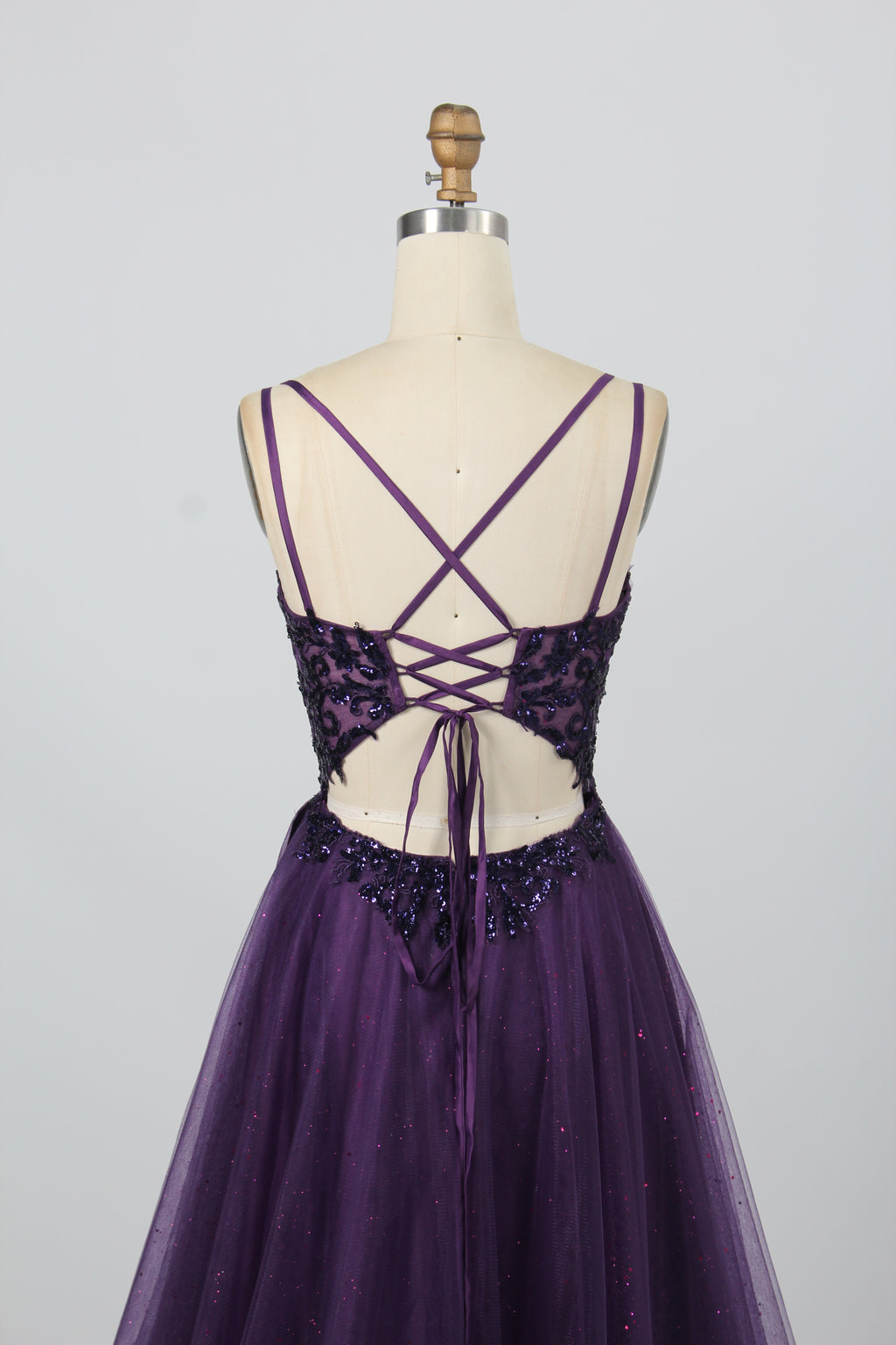 Wholesale Purple Sequin Prom Dress with Slit 32918