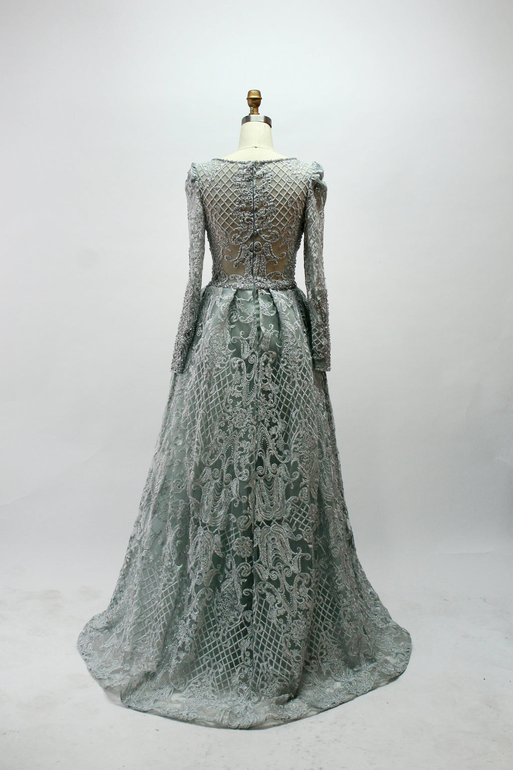 Wholesale Embroidered Sheer - Sleeve Mother Dress MK031