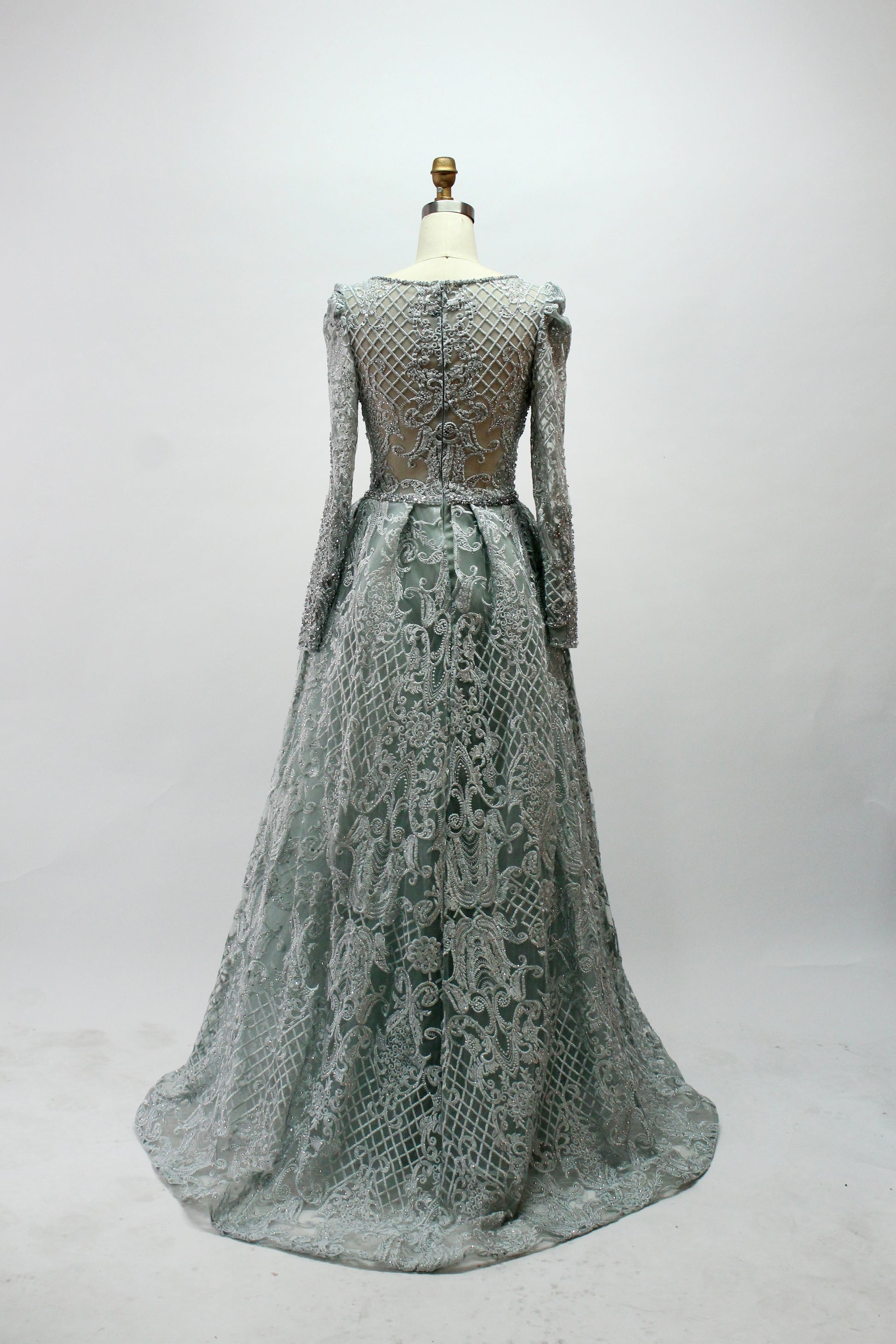 Wholesale Embroidered Sheer - Sleeve Mother Dress MK031