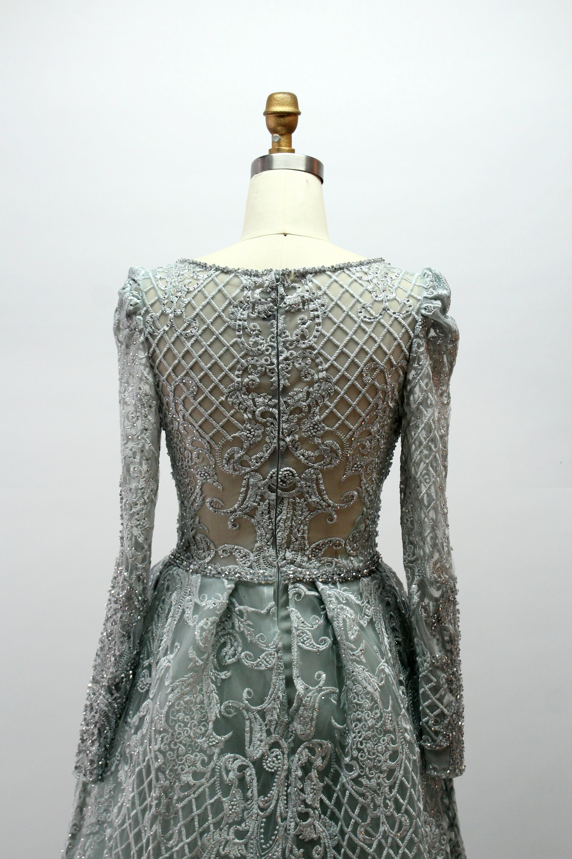 Wholesale Embroidered Sheer - Sleeve Mother Dress MK031