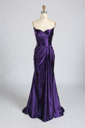 Wholesale Purple Strapless Satin Mermaid Evening Gown 33376