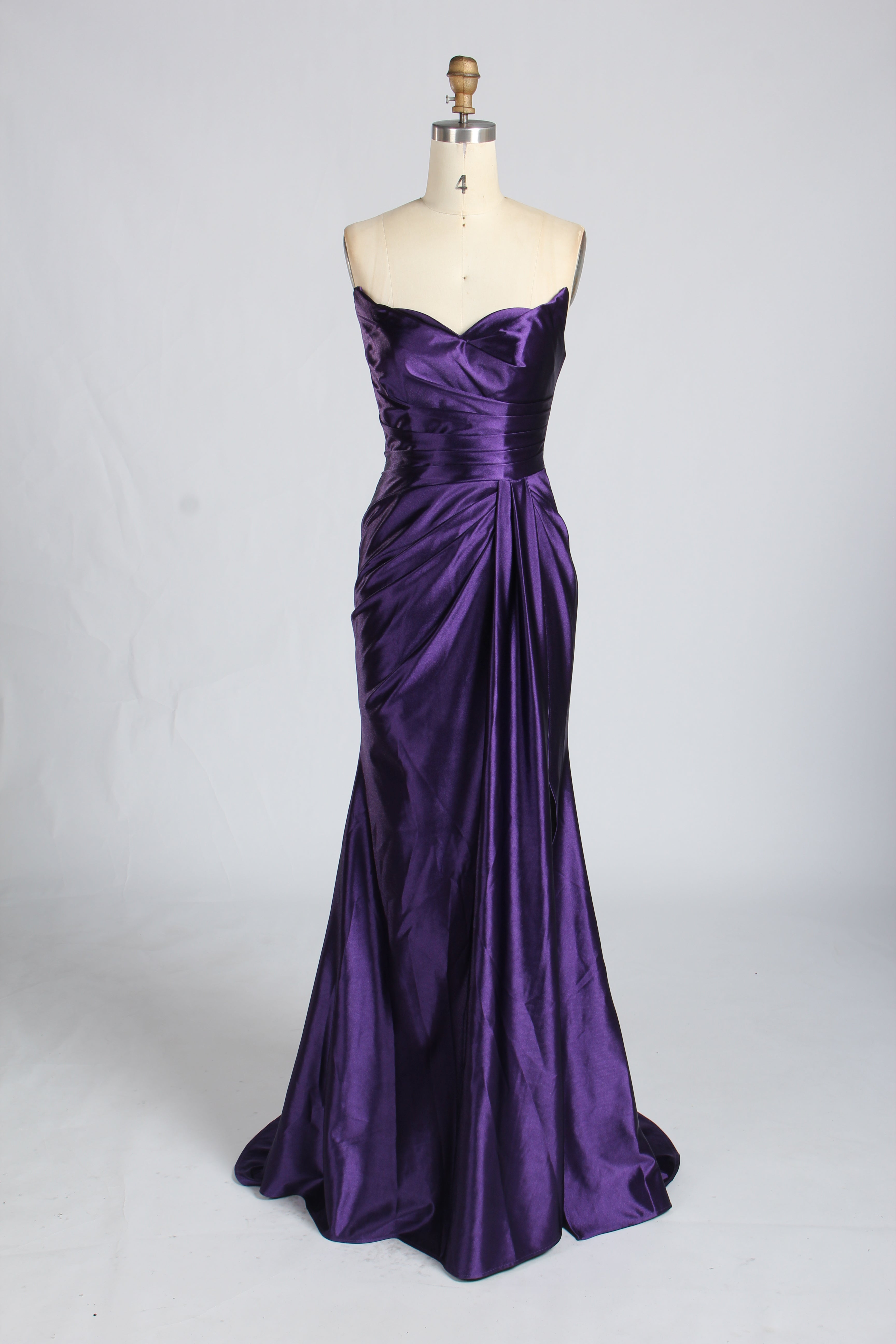 Wholesale Purple Strapless Satin Mermaid Evening Gown 33376
