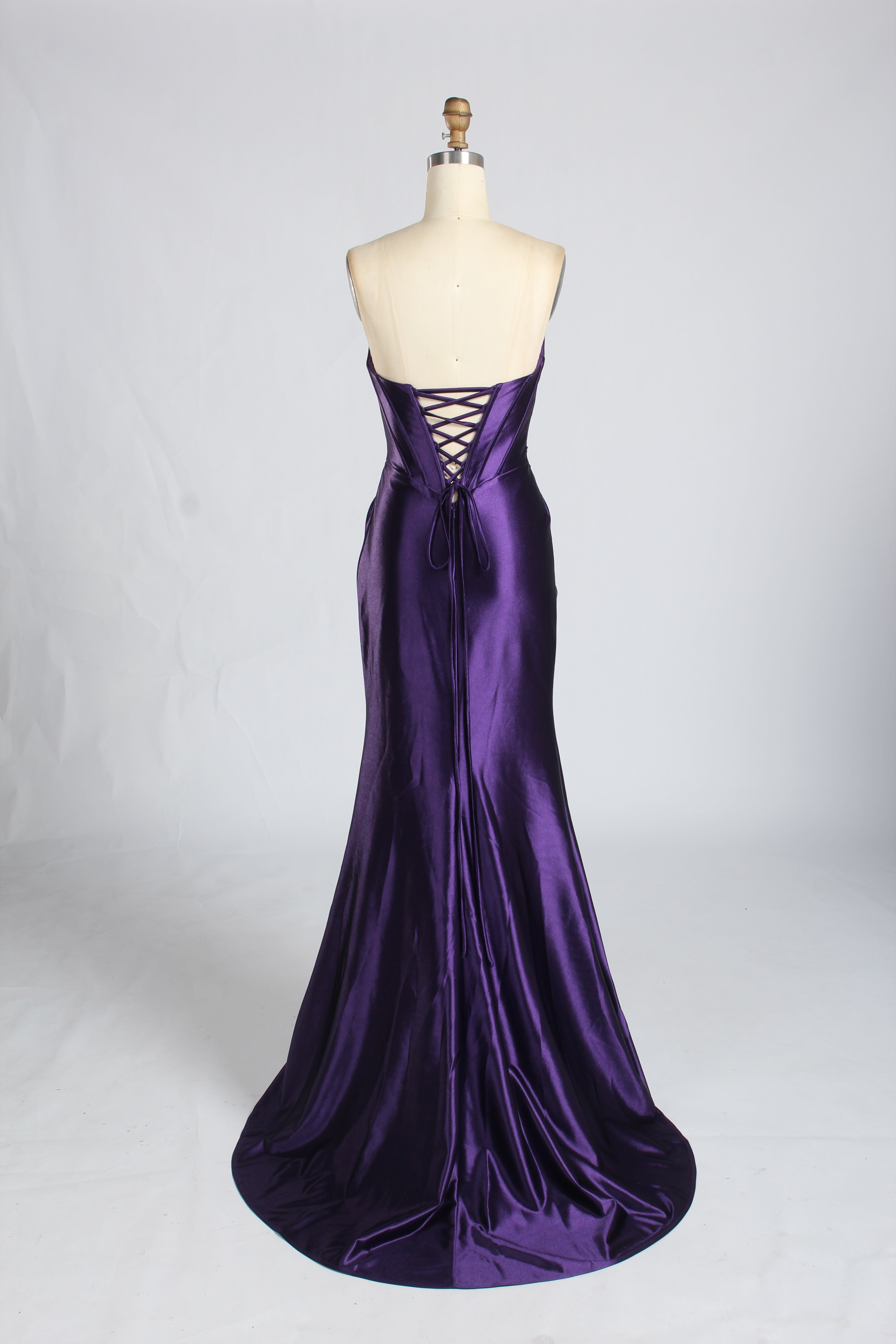 Wholesale Purple Strapless Satin Mermaid Evening Gown 33376
