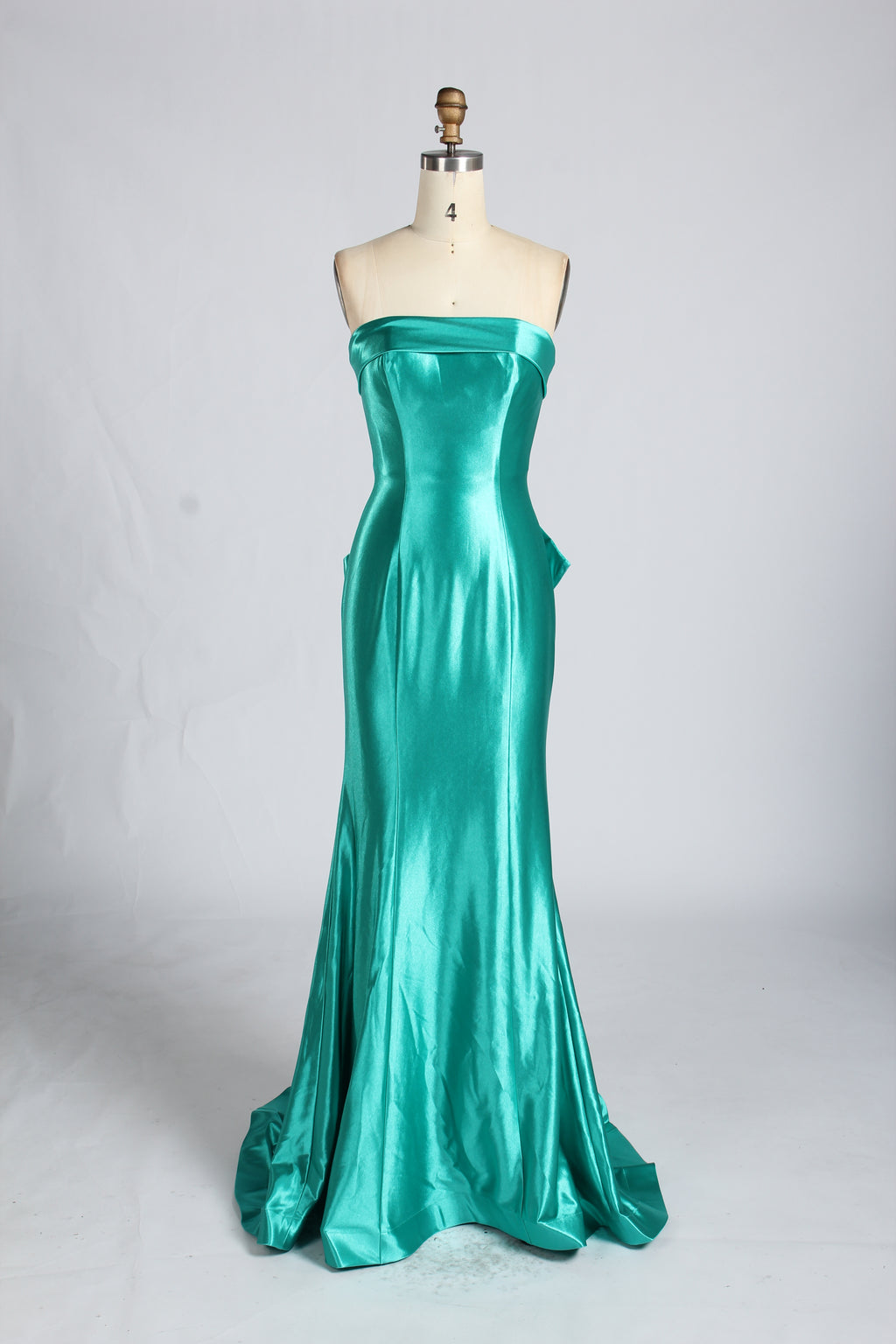 Wholesale Teal Satin Strapless Evening Gown 33377