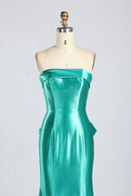 Wholesale Teal Satin Strapless Evening Gown 33377