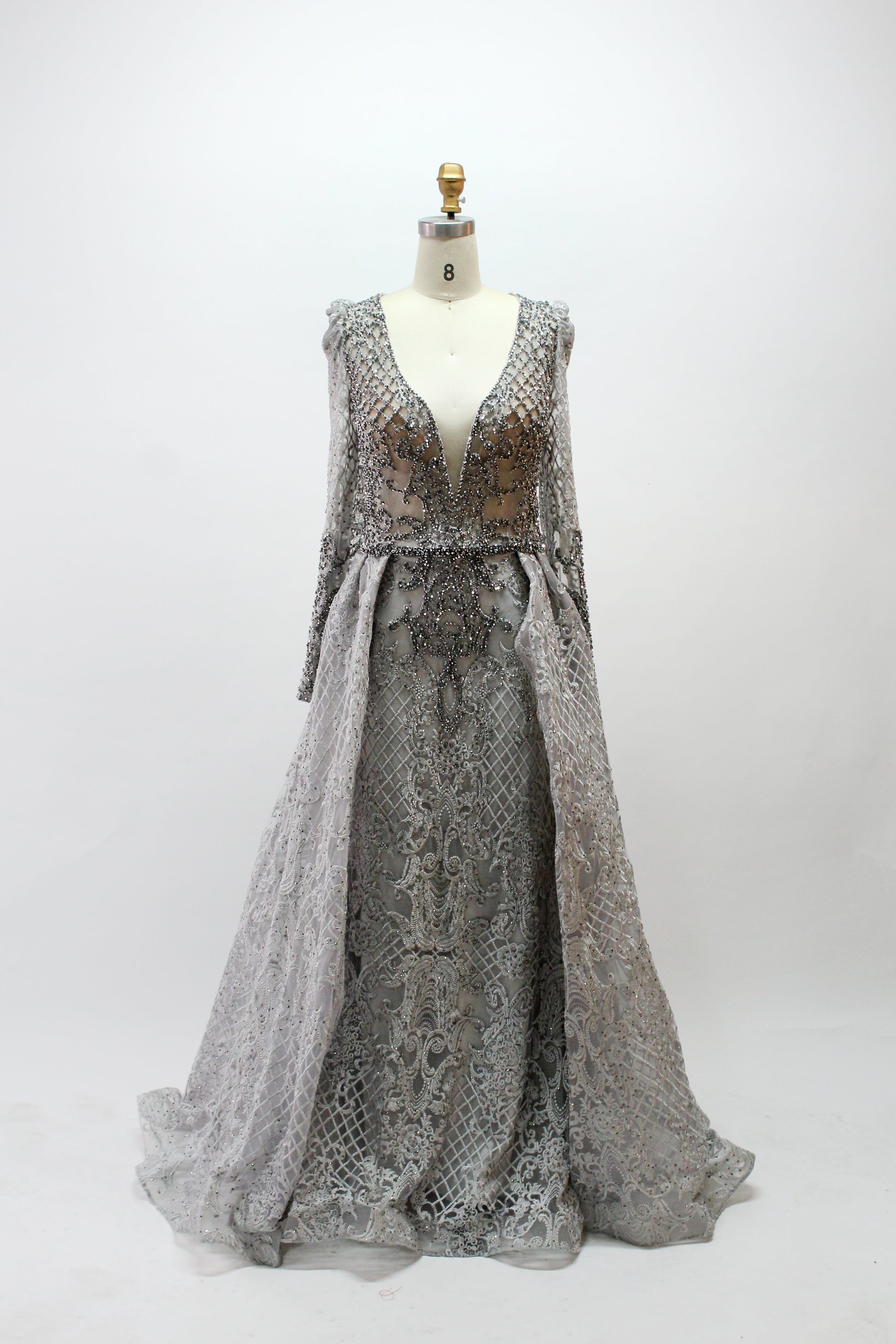 Wholesale Embroidered Sheer - Sleeve Mother Dress MK031