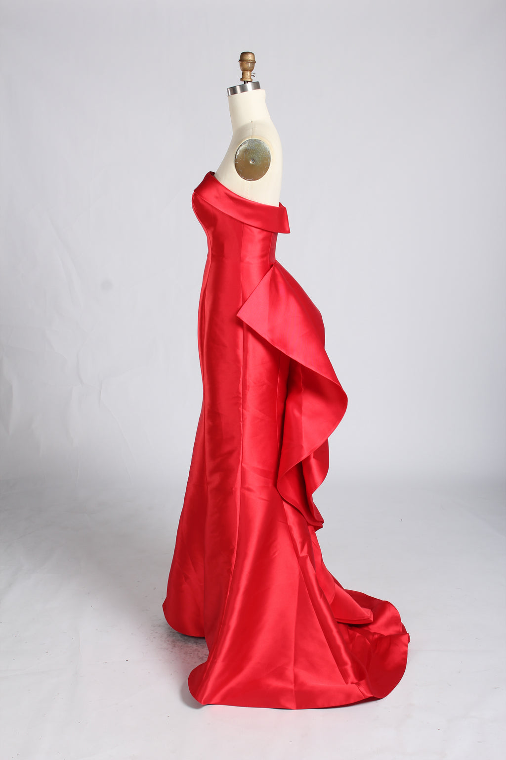 Wholesale Red Satin Strapless Evening Gown with Bow Detail 33377b
