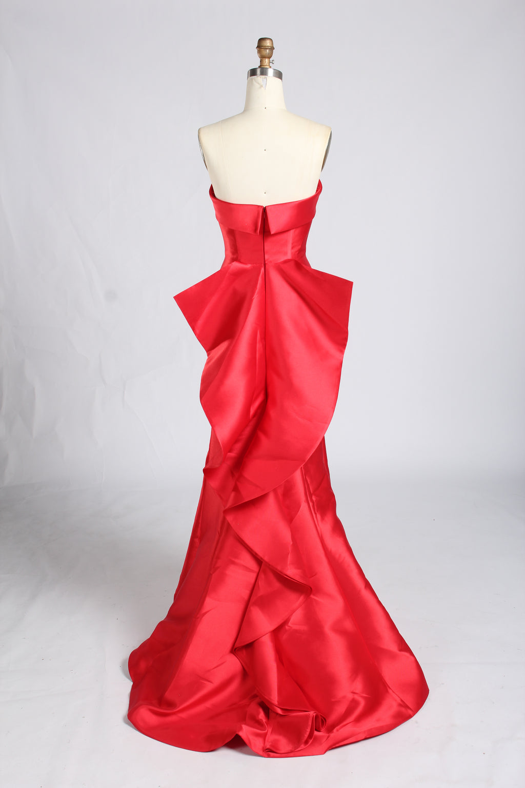 Wholesale Red Satin Strapless Evening Gown with Bow Detail 33377b