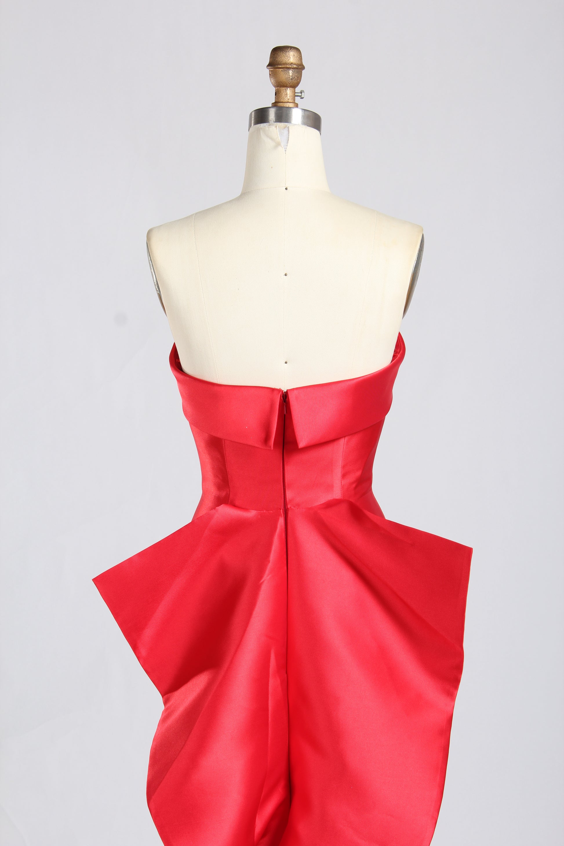 Wholesale Red Satin Strapless Evening Gown with Bow Detail 33377b