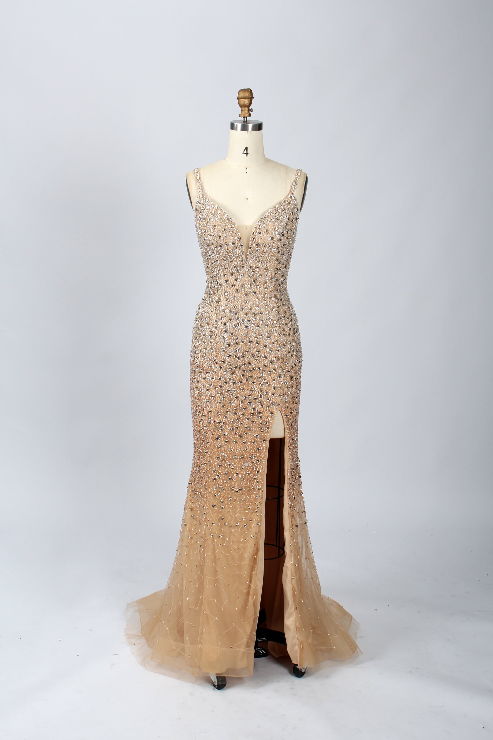 Wholesale Rose Gold Sequin Mermaid Prom Gown-QT025