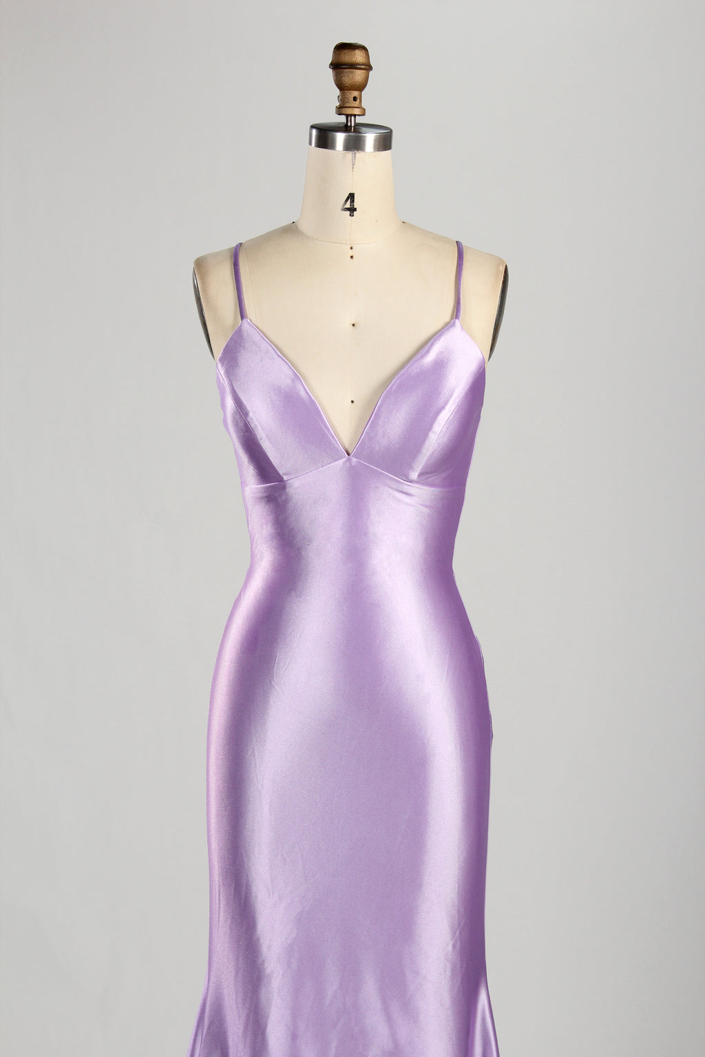Wholesale Lavender Satin Spaghetti - Strap Evening Gown 33280