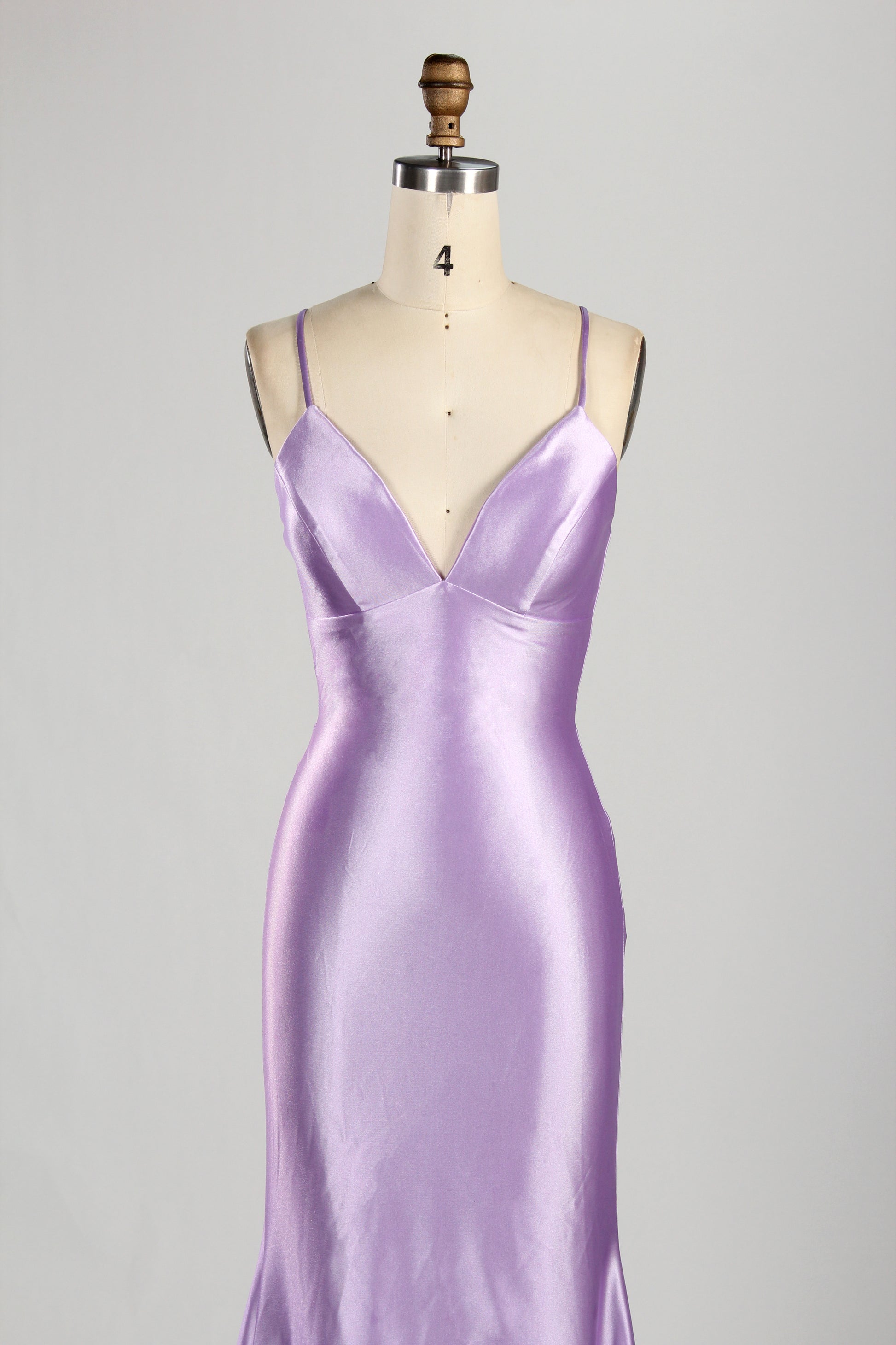 Wholesale Lavender Satin Spaghetti - Strap Evening Gown 33280