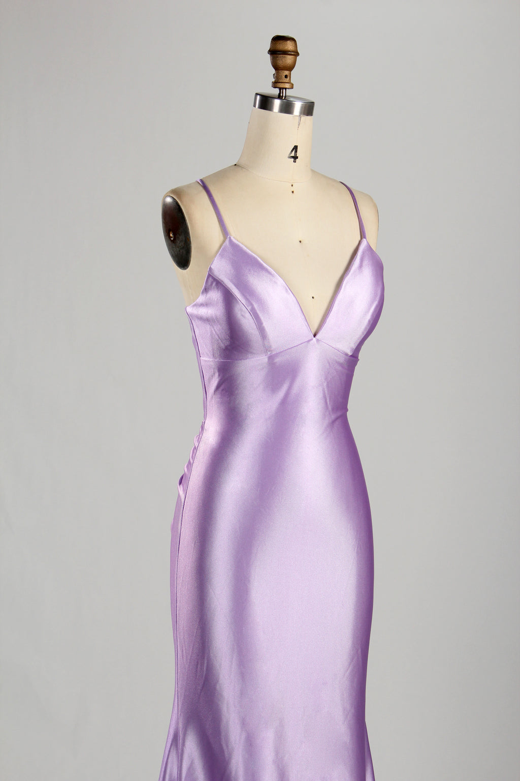 Wholesale Lavender Satin Spaghetti - Strap Evening Gown 33280