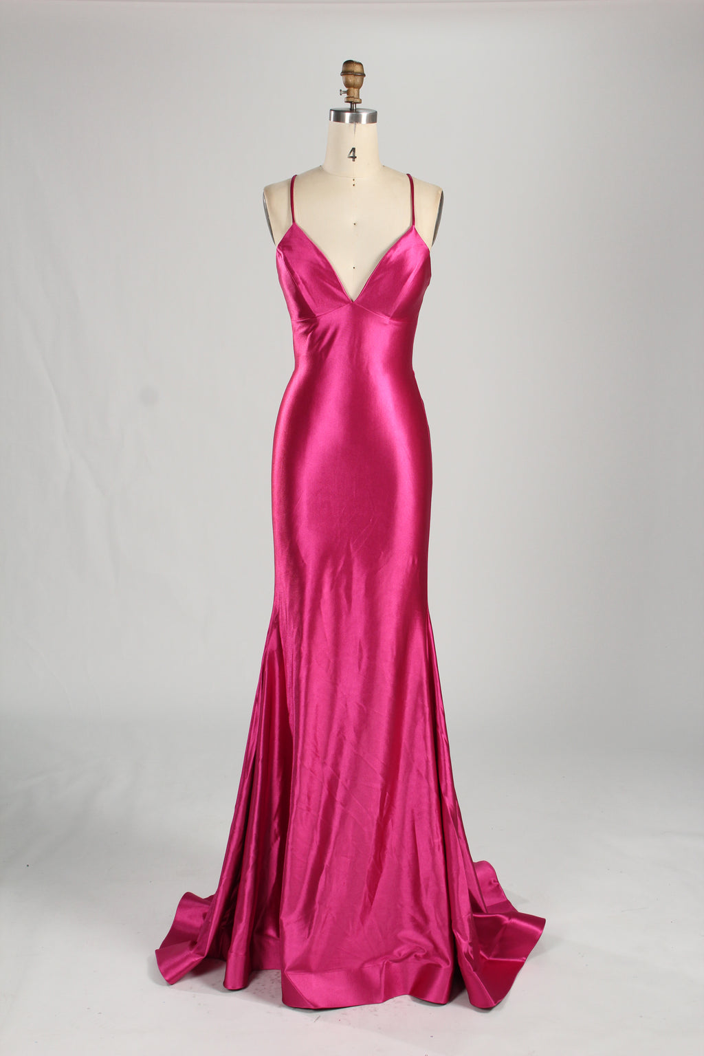 Wholesale Lavender Satin Spaghetti - Strap Evening Gown 33280
