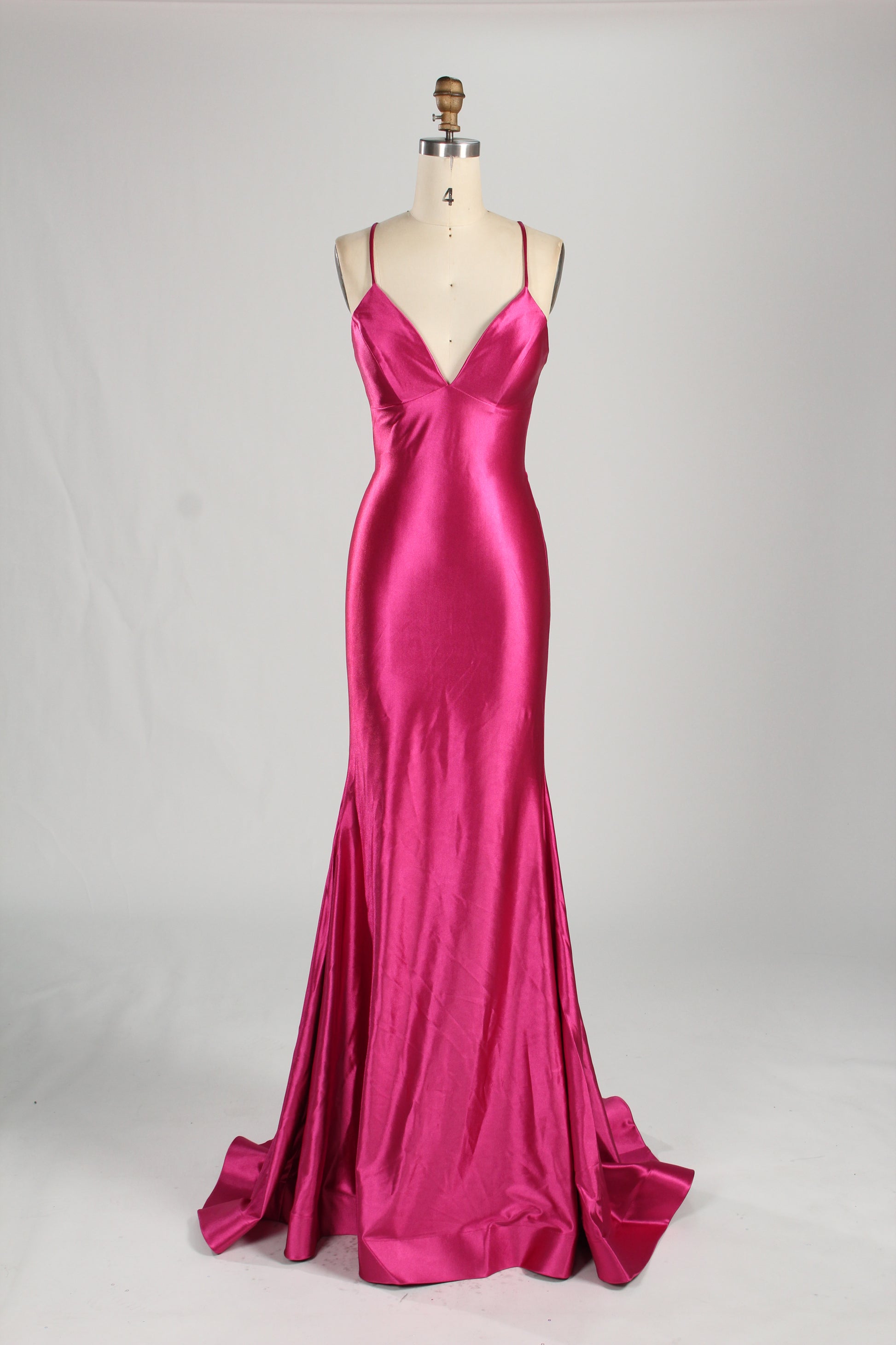 Wholesale Lavender Satin Spaghetti - Strap Evening Gown 33280