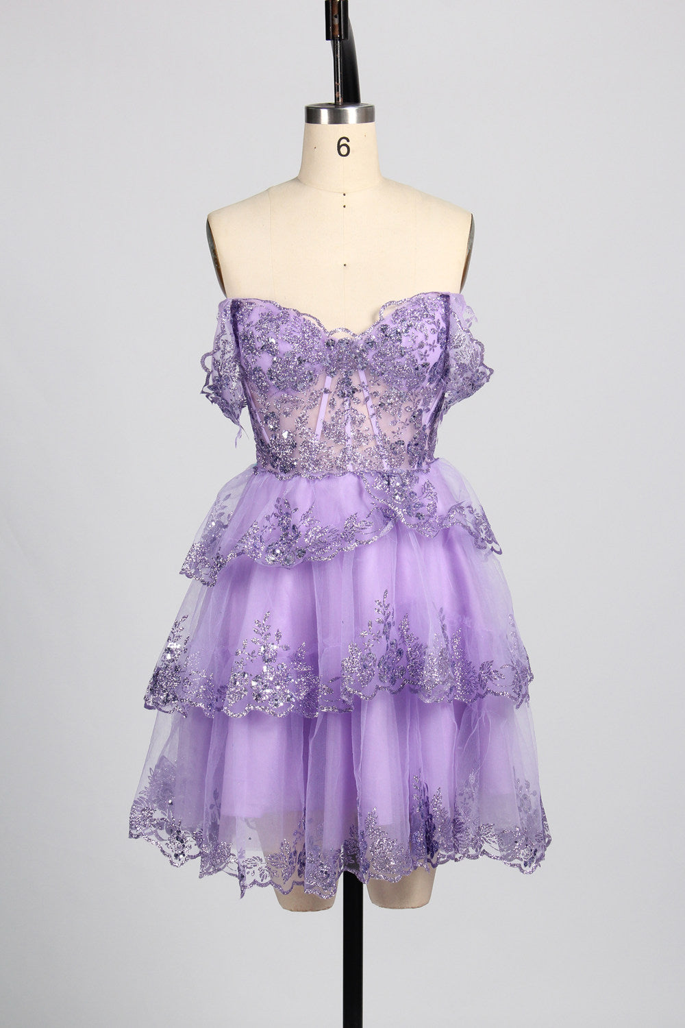 Vibrant Sequin Prom Short Dress with  Flared Skirt - Wholesale D-120