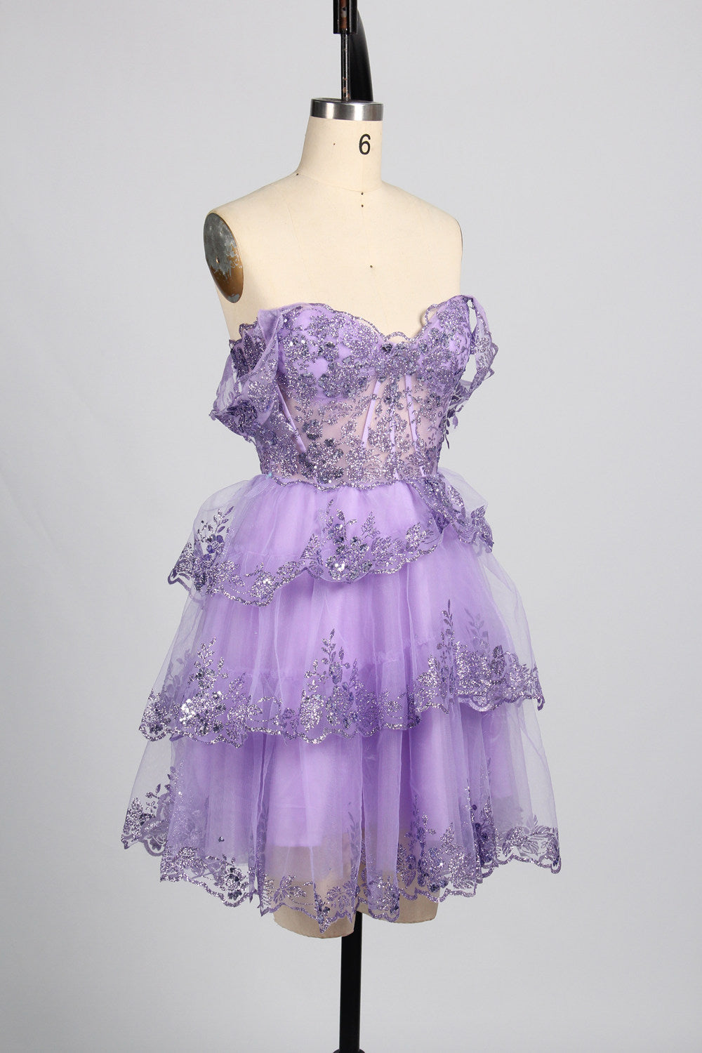 Vibrant Sequin Prom Short Dress with  Flared Skirt - Wholesale D-120