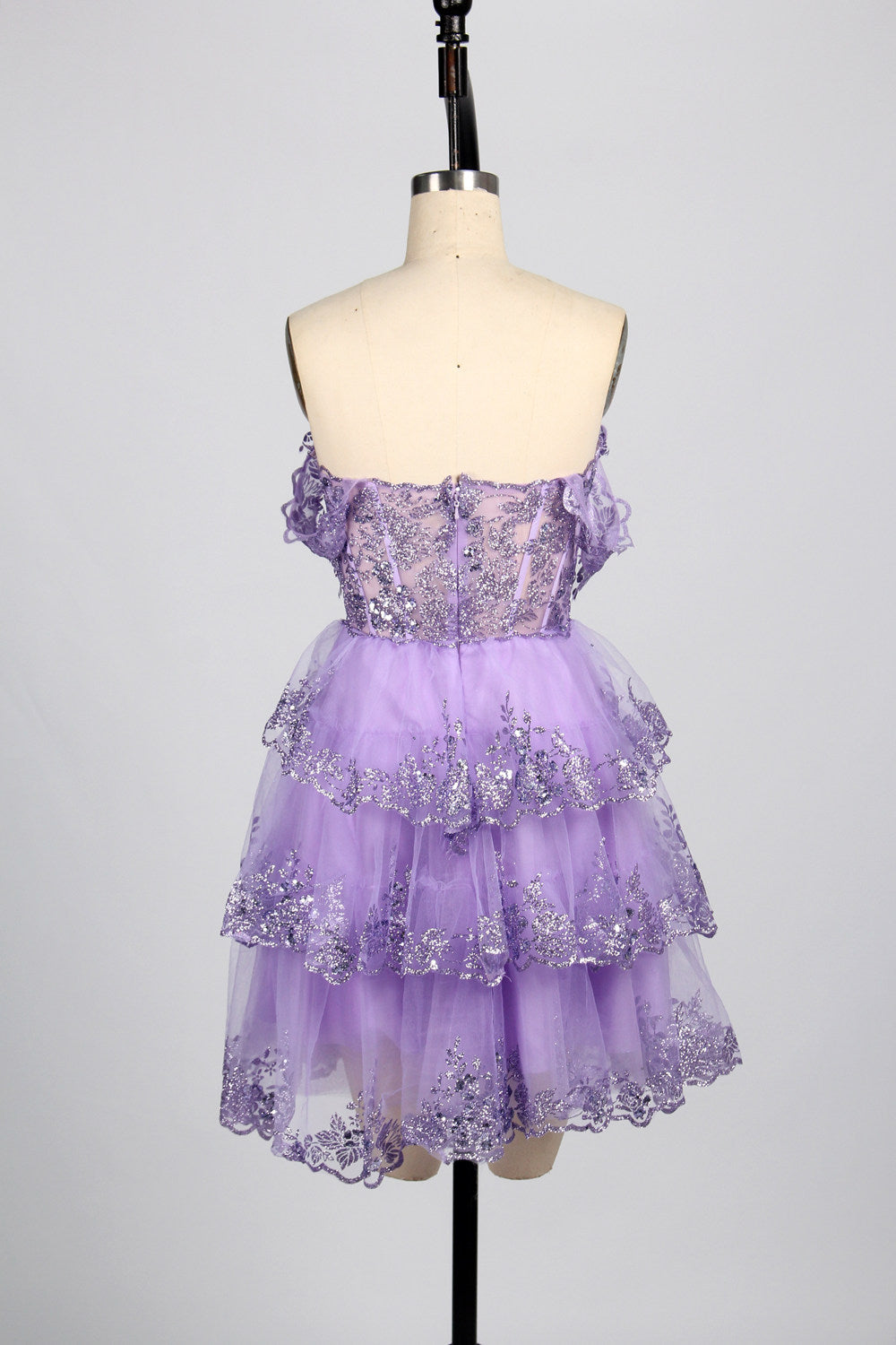 Vibrant Sequin Prom Short Dress with  Flared Skirt - Wholesale D-120