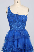 Wholesale Glamorous One-Shoulder Sequin Short Prom Dress D-119