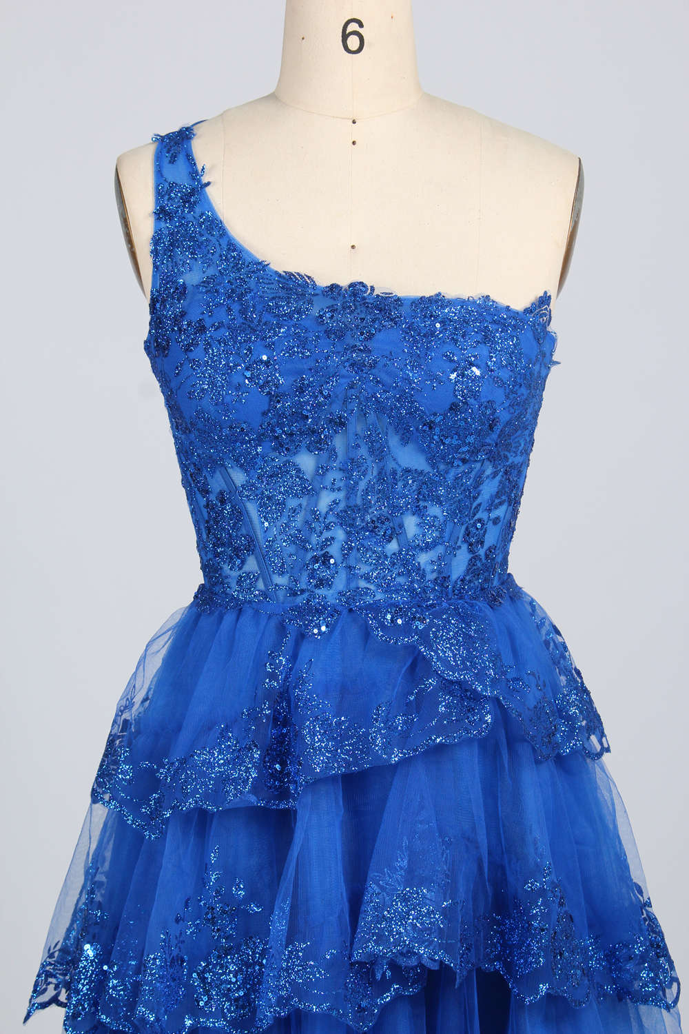 Vibrant Sparkle: One-Shoulder Sequin Short Prom Dress with Flared Skirt - Wholesale D-119