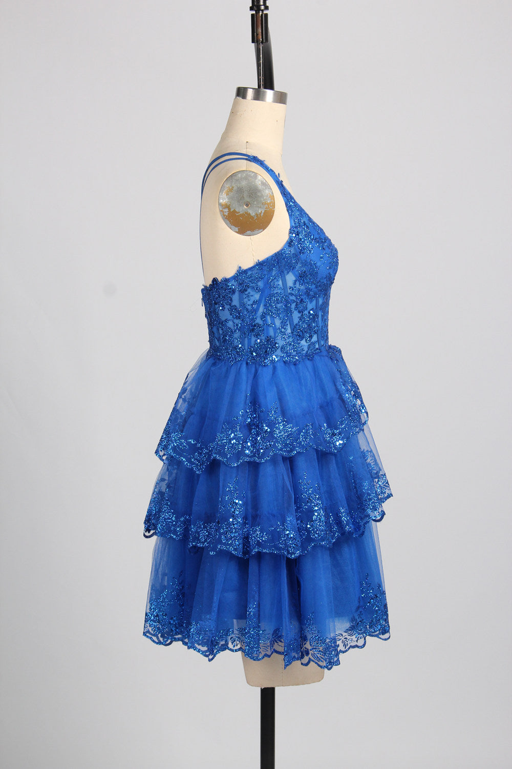 Vibrant Sparkle: One-Shoulder Sequin Short Prom Dress with Flared Skirt - Wholesale D-119