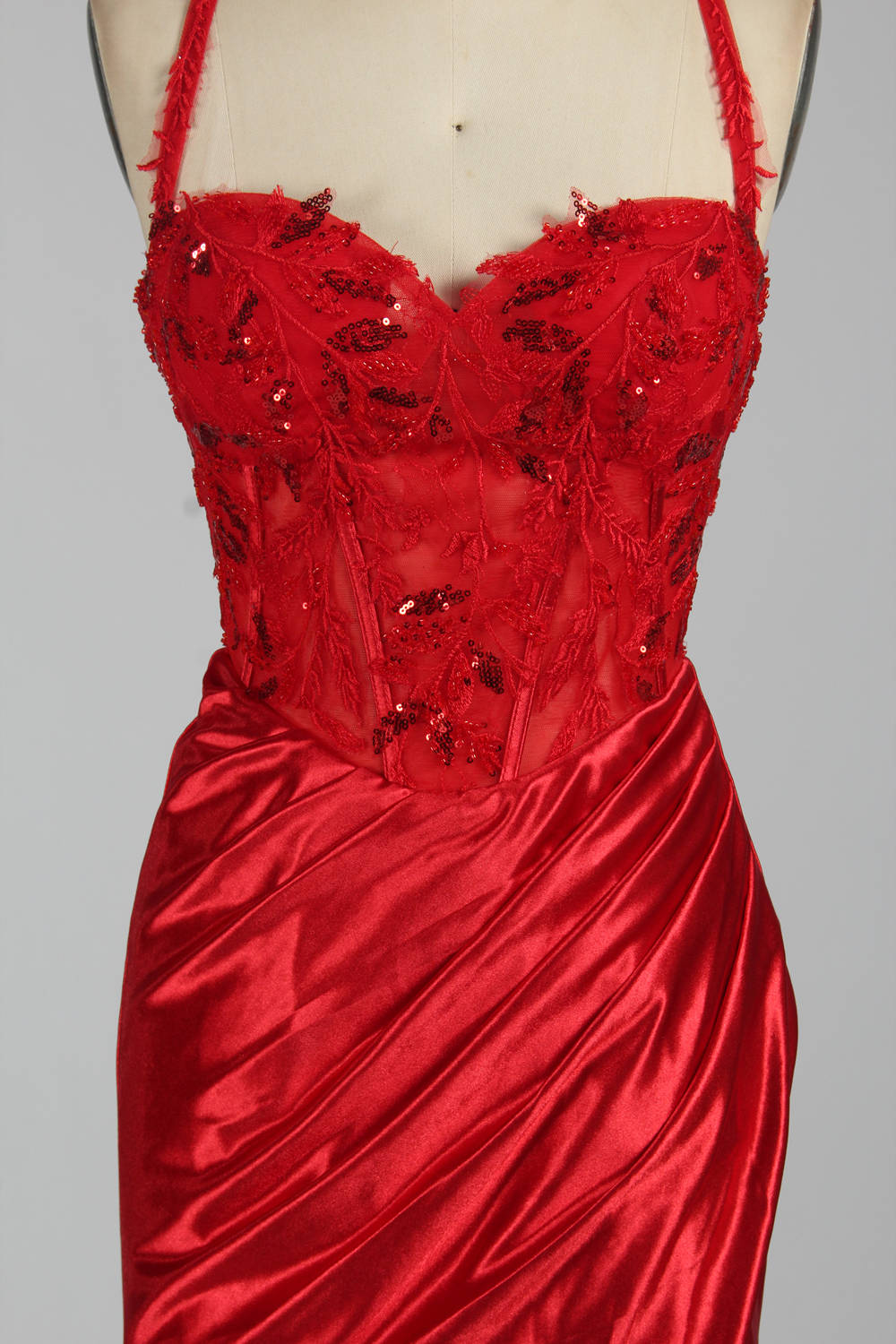 Wholesale Elegant Satin Sweetheart Corset Prom Dress d-124