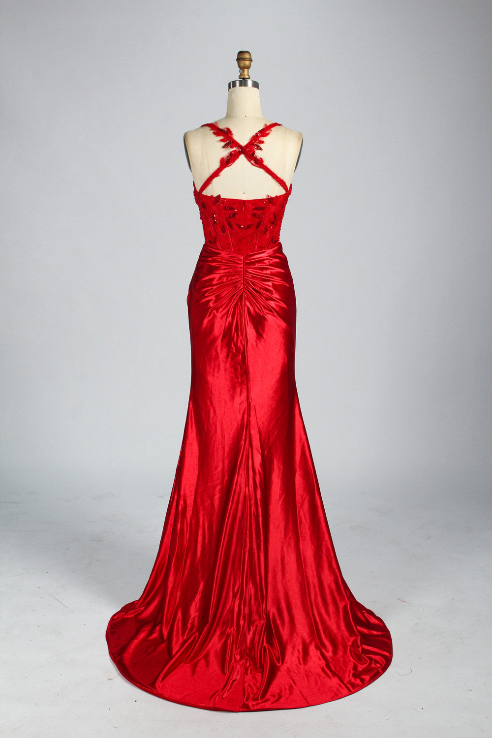 Wholesale Elegant Satin Sweetheart Corset Prom Dress d-124