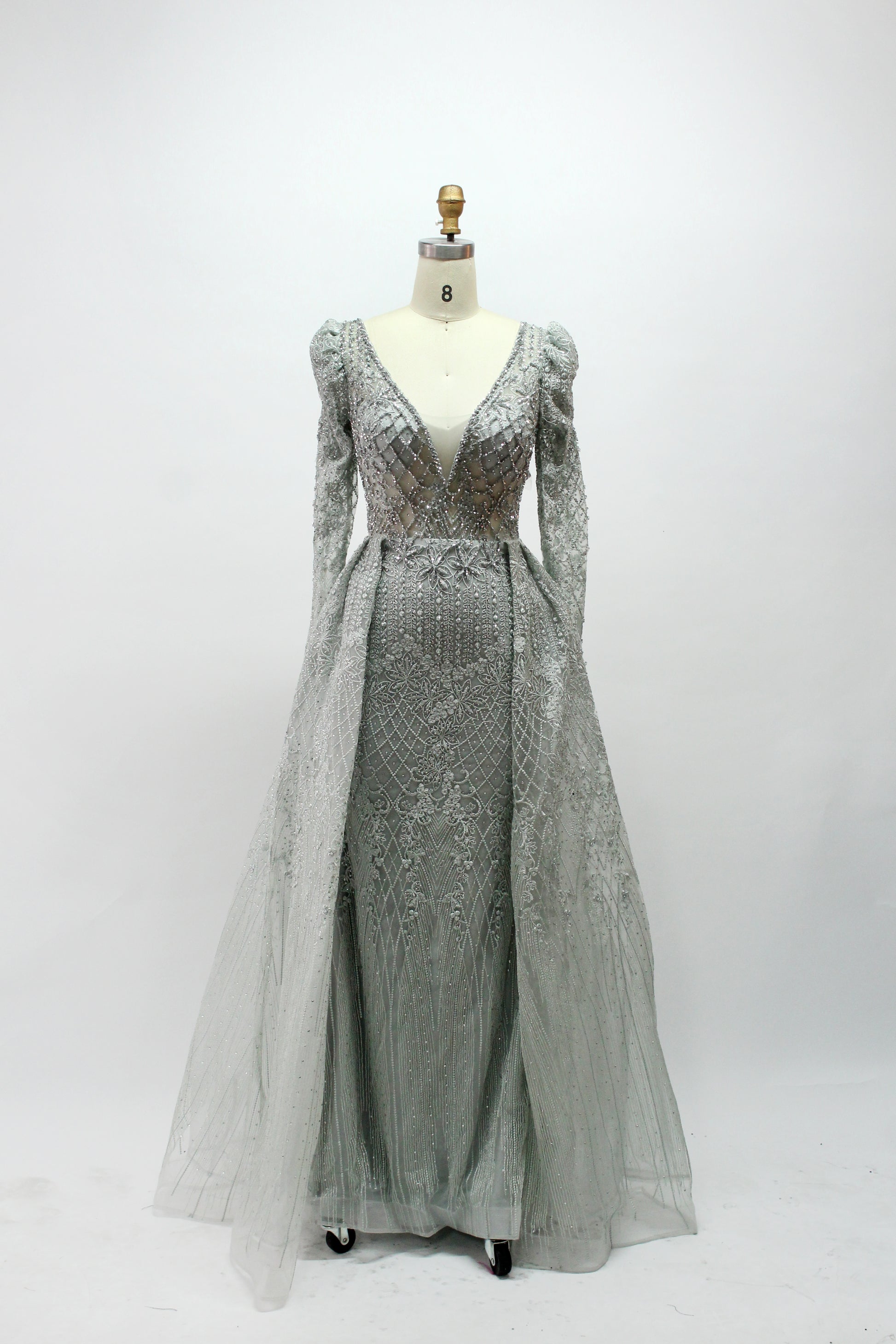Wholesale Plus Size Long Sleeve Evening Gowns for Mothers MK033