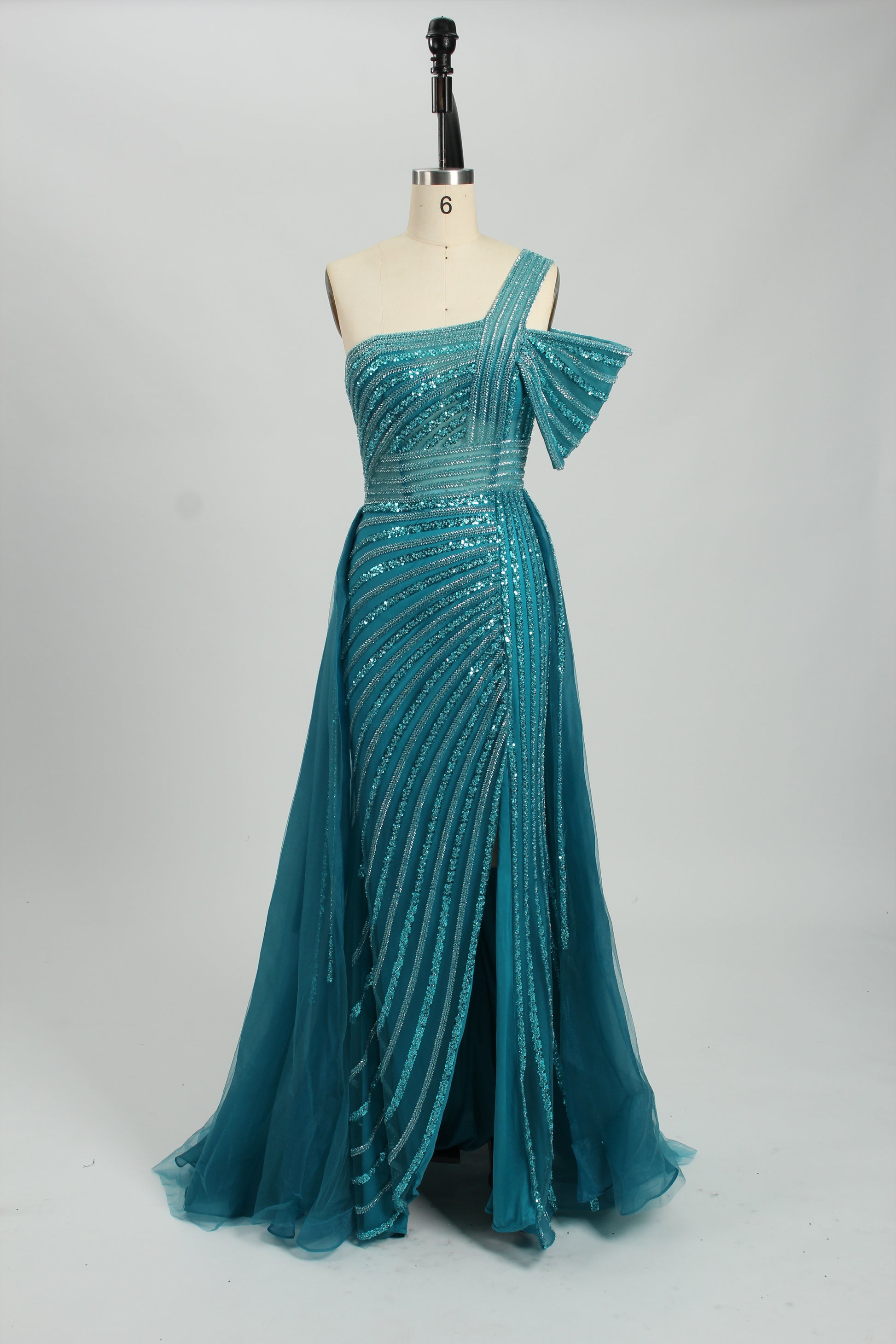 Wholesale Shimmering One-Shoulder Evening Gown - Radiate Elegance KL127