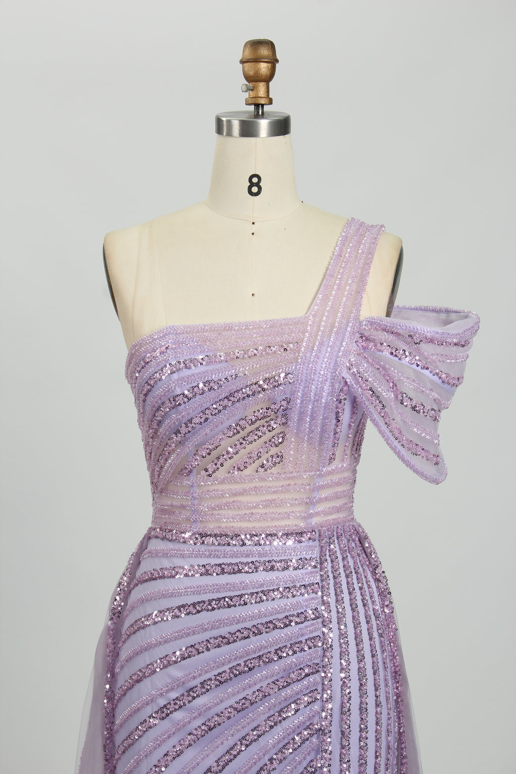 Supplier One-Shoulder Sequin Tulle Mermaid Gown KL127
