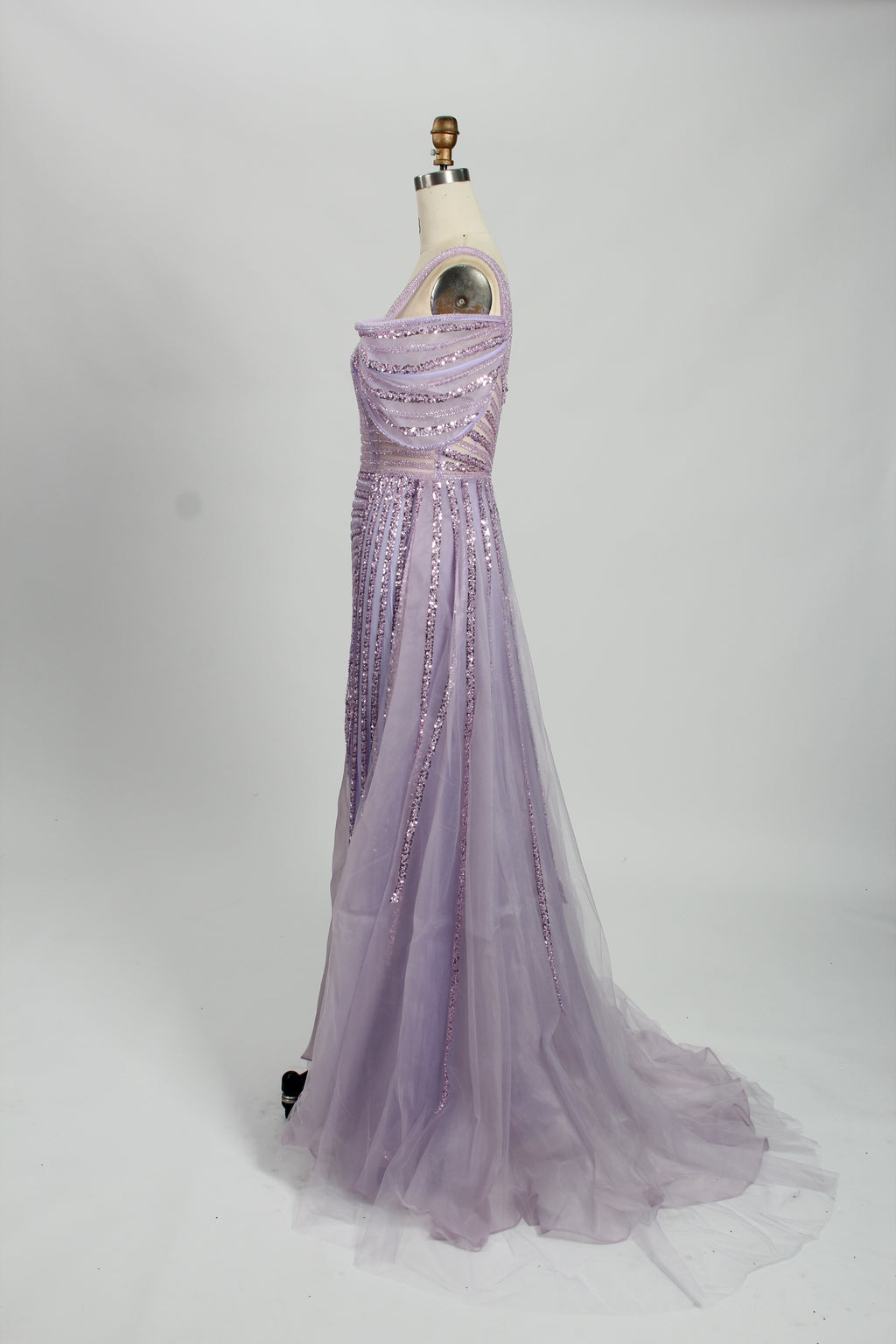 Supplier One-Shoulder Sequin Tulle Mermaid Gown KL127