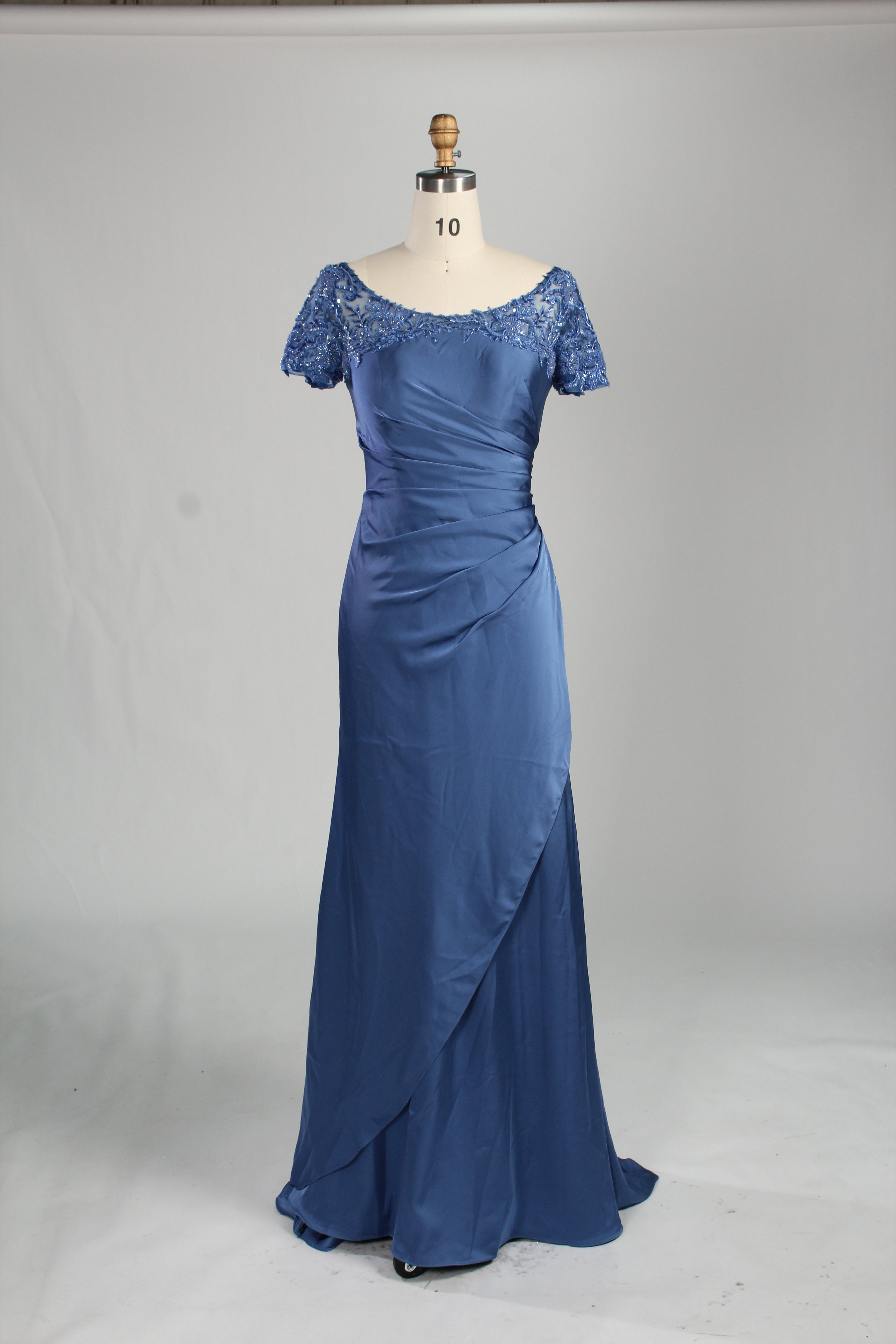 Wholesale Navy Blue Lace Satin Mother Dress 3357