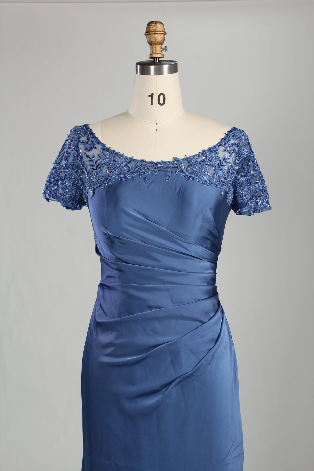 Wholesale Navy Blue Lace Satin Mother Dress 3357