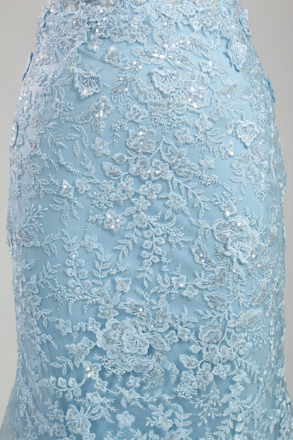 Wholesale Light Blue Lace Prom Dress - Mermaid Criss - Cross Back Gown 33248