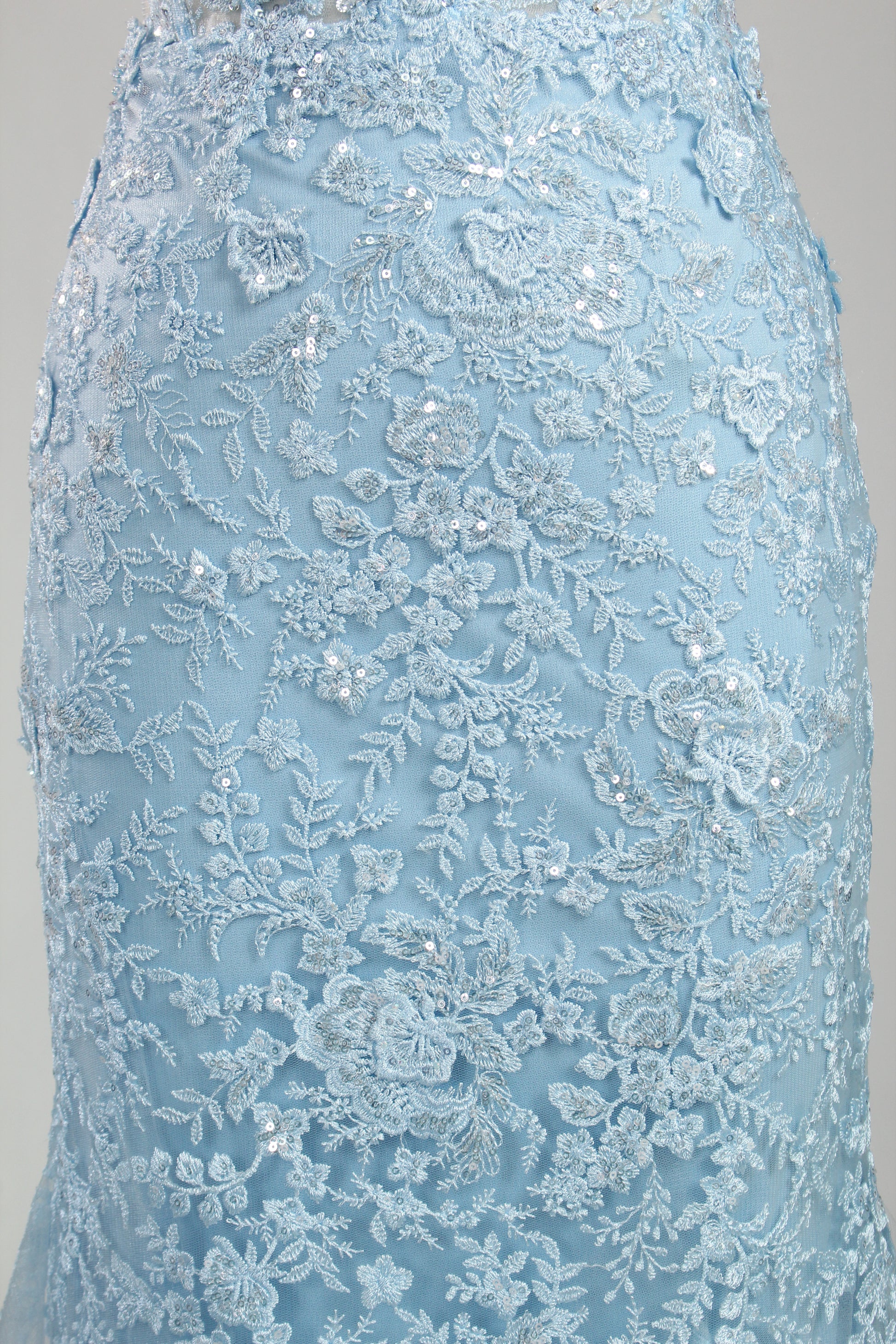 Wholesale Light Blue Lace Prom Dress - Mermaid Criss - Cross Back Gown 33248