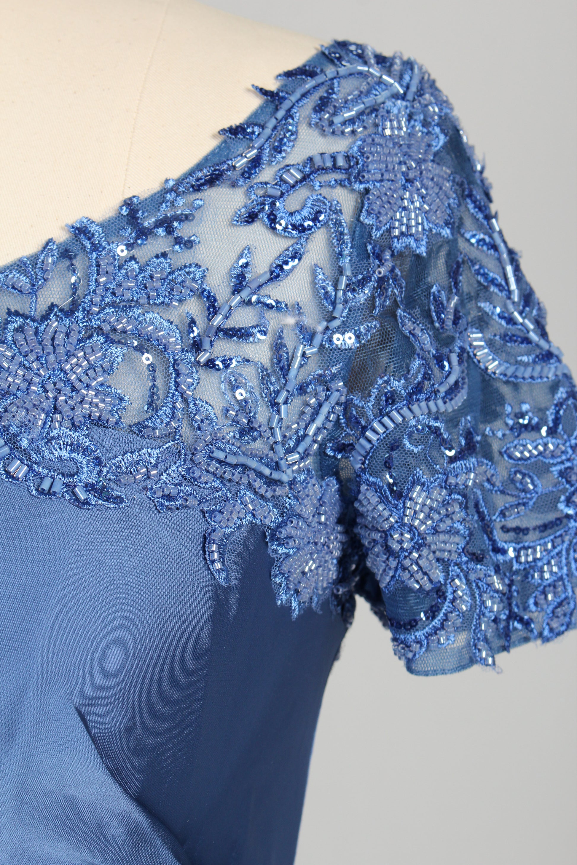 Wholesale Navy Blue Lace Satin Mother Dress 3357