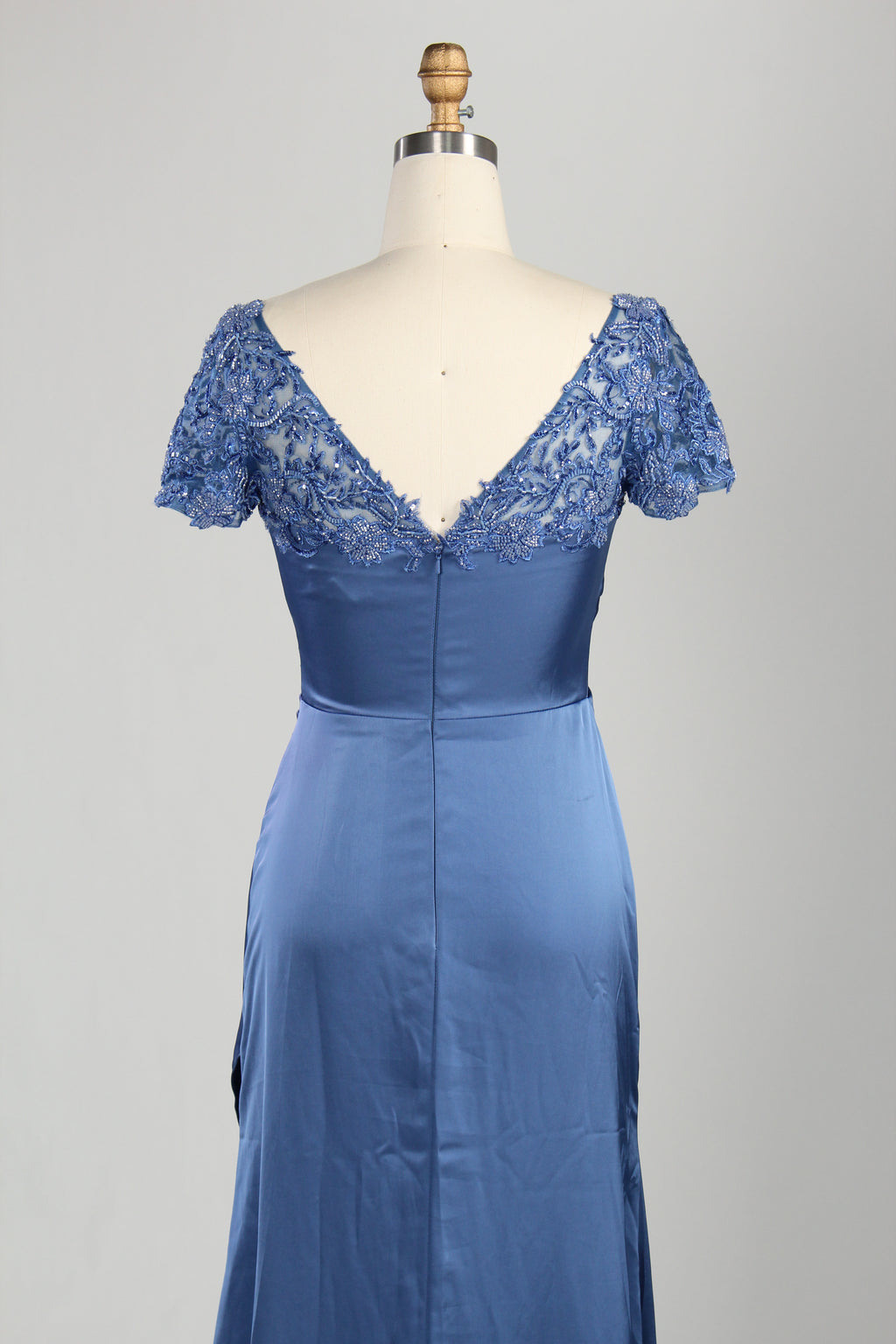 Wholesale Navy Blue Lace Satin Mother Dress 3357