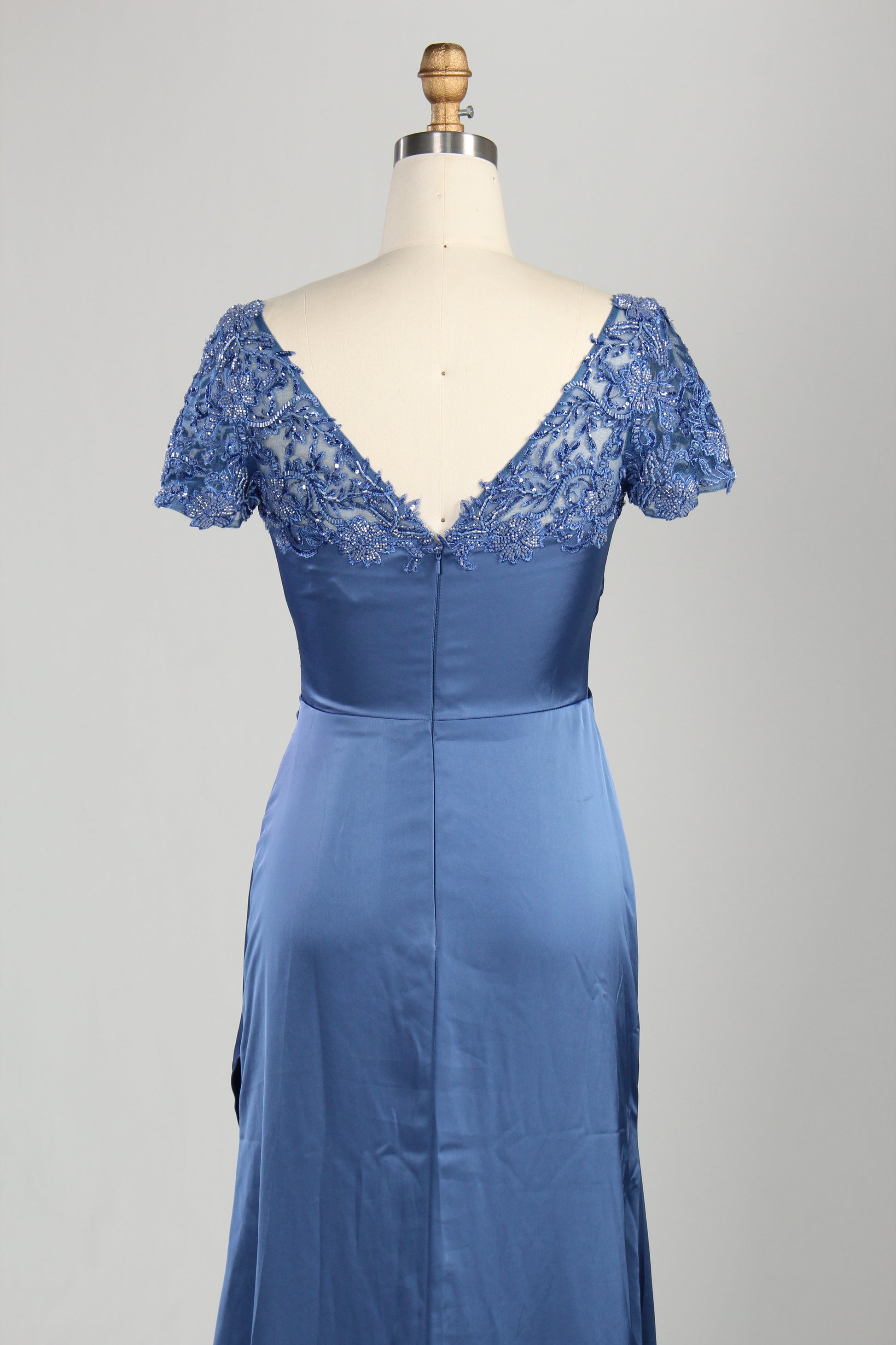 Wholesale Navy Blue Lace Satin Mother Dress 3357