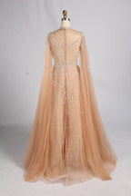 Opulent Beaded Mother of the Bride Gown with Dramatic Cape Sleeves MK174
