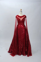 Embellished A-Line Mother of the Bride Dress with Long Sleeves MK075