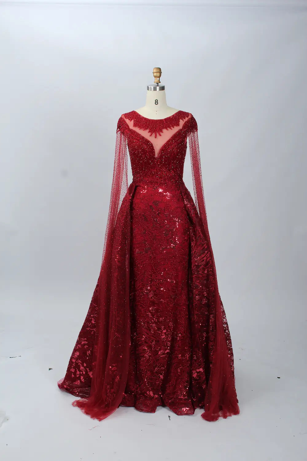 Embellished A-Line Mother of the Bride Dress with Long Sleeves MK075