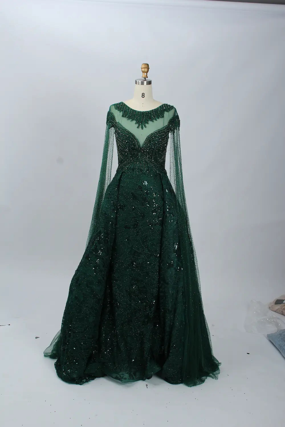 Embellished A-Line Mother of the Bride Dress with Long Sleeves MK075