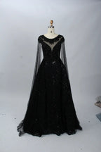 Embellished A-Line Mother of the Bride Dress with Long Sleeves MK075